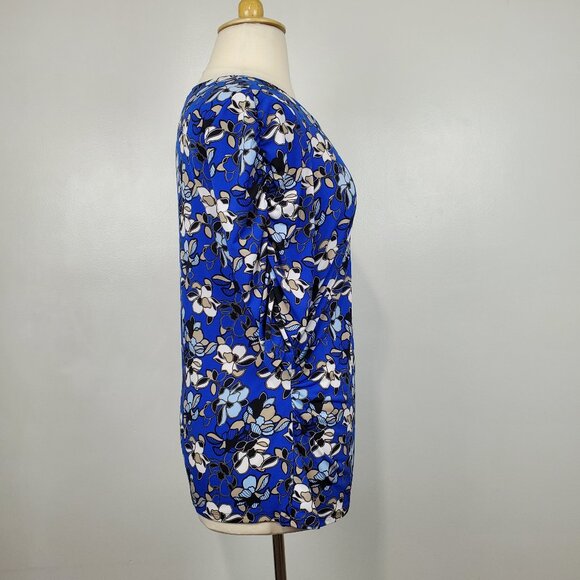 Dana Buchman Multi-Color Floral Pullover Stretchy Top with Ruching Size XL - Picture 7 of 14